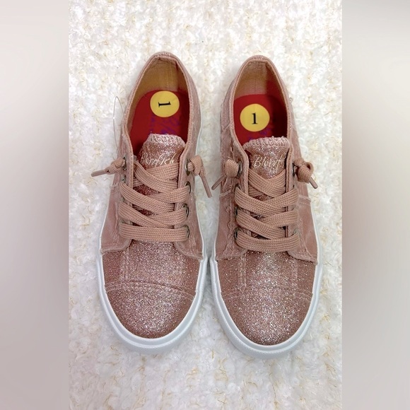 Blowfish Pink Glitter Tennis Shoes Girls Size 1 - Picture 2 of 6